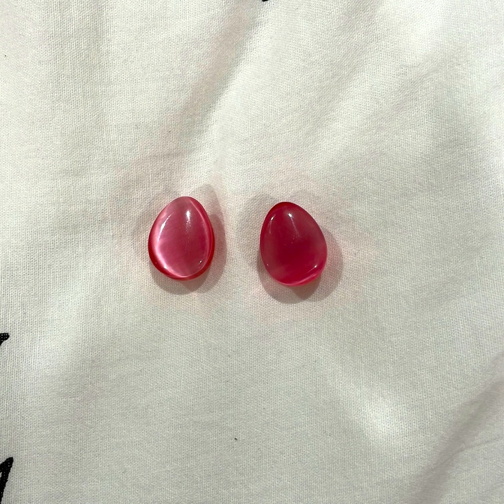 3/4 pink cats eye teardrop gauges